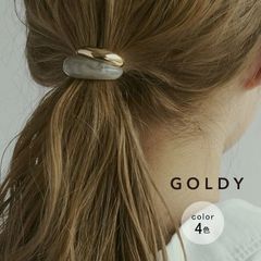 【即納】レジン × メタル コンビネーション ヘアカフ GOLDY ゴールディ 6230240 goldy アクセサリー  ヘアアクセ グリーン ベージュ アイボリー シンプル goldy ヘアーカフ GOLDY ポニーフック  髪飾り ヘアゴム