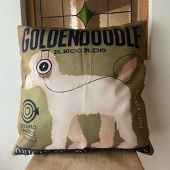 リネンクッションカバー・Records・ゴールデンドゥードル　Golden Doodle　45x45cm　カバーのみ