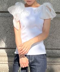 JENNE ジェンヌ リボン付き ノ－スリーブニット ブラック Lサイズ