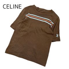 美品】CELINE セリーヌ ポロシャツ 半袖 ベージュ ブラウン ロゴ 刺繍