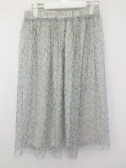 ◇ chocol raffine robe チュール 総柄 ロング フレア スカート サイズF グレー ネイビー レディース P  【1212230002719】