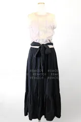 【タグ付】BELINDA｜異素材コンビレースニットワンピース リボン付き