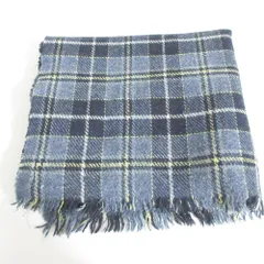 美品 mina perhonen × LOCHCARRON ミナペルホネン×ロキャロン タータンチェック フリンジ マフラー ストール ブルー レディース 古着 中古 USED