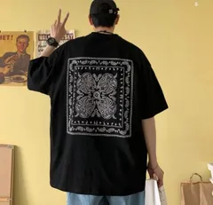 ビッグシルエット ペイズリー 半袖 Tシャツ ストリート 韓国 メンズ 夏服 アメカジ トップス オーバーシルエット