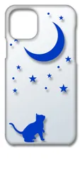 【新品未使用】iPhone11 アイフォン11 クリア ハードケース (ネコと月(ブルー)) ネコ 月 星 夜空 cl-iphone11-77