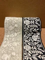 【インド刺繍リボン/50cm単位】ハンドメイド素材 りぼん 刺繍テープ チロリアンテープ フラワーモチーフ 手芸 アクセサリーパーツ