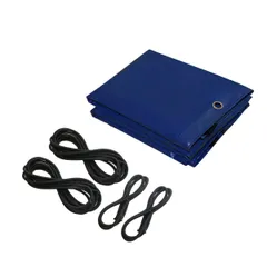 【特価商品】軽トラック 荷台シート 防水仕樣 580ｇ/㎡厚手 PVC帆布 ゴムロープ付属 トラックシート 日焼け防止 耐凍性 耐候性 四角加固 (3.6 × 2.4m ブルー)