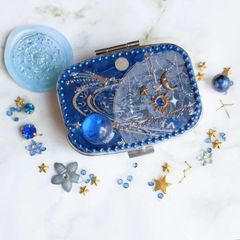 ★再販不可★　瑠璃土星のピルケース　ハンドメイドピルケース　ハンドメイドレジン　レジンピルケース　小物入れ　宇宙