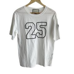 GUCCI(グッチ) 半袖Tシャツ サイズXS レディース美品  - 408849-X3D02 白×ダークネイビー×マルチ クルーネック/ワッペン/ダメージ加工