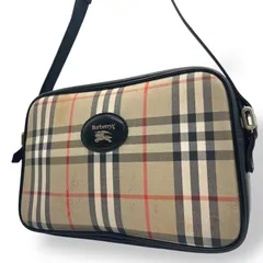 美品 Burberrys バーバリー ショルダーバッグ ノバチェック シャドーホース ベージュ ブラック 黒 ゴールド金具 キャンバス レザー クロスボディ カメラバッグ 斜め掛け ヴィンテージ K13