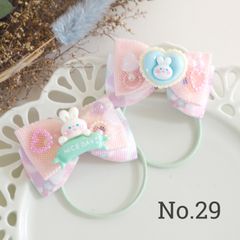 【29】シャカシャカヘアリボン　パステルうさぎ　2点セット