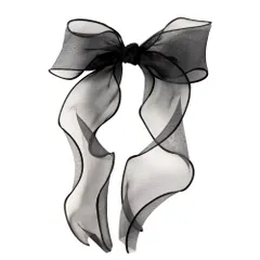 【ブラック×ワンサイズ】[Cream dot. クリームドット公式] ヘアアクセサリー レディース バレッタ ヘアクリップ 大きめ 髪留め まとめ髪 リボン オーガンジー 透け感 大人