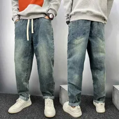 メンズ  服  シンプル ファッション オシャレ 大人 かっこいい 大きいサイズ ストリート 紳士服 ジーンズ ストレート ワイド レッグ パンツ ライト カラーウォッシュ 加工 アメリカン ストリート