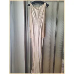 ストロベリーフィールズ ロングドレス ベージュ Oサイズ 日本製 結婚式 パーティー 美品 クリーニング済 フォーマル エレガント 上品 フレア ワンピース S相当