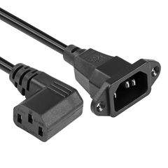 CERRXIAN 90°IEC 320 C14-C13電源コード 90度C14オス～C13メスPDU電源延長コード モニター、コンピューター、プリンターに対応 0.3M