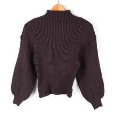 グレイル  ニット セーター 長袖 ボリューム袖 ショート丈 リブ 無地 トップス レディース Fサイズ ブラウン GRL 【中古】
