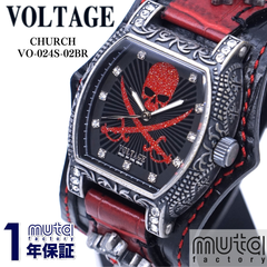 ヴォルテージ VOLTAGE CHURCH チャーチ VO-024S-02BR レッド ブラック ドクロ トノー クォーツ 腕時計 メンズ 国産 正規品 メーカー1年保証 25-M-813