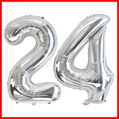 【在庫処分】バルーンアルミ24 / 42 ヘリウム風船 32インチ 数字バルーン24 / 42銀 012345678910-1920-2930405060708090100 誕生日 カーニバル Vthoviwa 飾り付け記念日パーティー装飾銀24 / 42 男