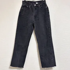 訳あり Levi's 90s ヴィンテージ 512 SLIM FIT STRAIGHT LEG スリムフィットストレートレッグ クロップド丈 テーパードデニムパンツ 裾カットオフ済み ブラック M相当 Y2K