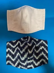 大人(男性)立体布マスク2枚セット　ノーズワイヤー入り　ゴム付き　★内1枚は接触冷感生地使用