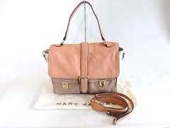 【215956】MARC JACOBS マークジェイコブス  ２WAY レザー　ショルダーバッグ　バイカラー ピンクベージュ|ホワイト