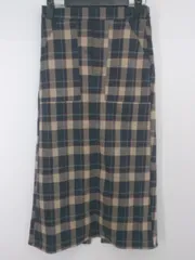 ◇ natural couture チェック バックゴム ロング タイト スカート サイズF ベージュ ネイビー系 マルチ レディース P  【1307060004863】