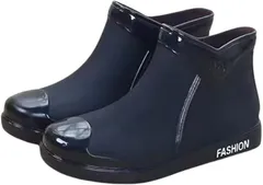 ALVEIN レインブーツ 防水 滑り止め レディース 雨靴 ショートブーツ 雨の日 通勤 通学 梅雨対策 カジュアル 履きやすい ウォーター プルーフ 23.5 cm( ブラック,  23.5 cm)