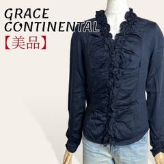 ❤️美品 グレースコンチネンタル Vネック フリルギャザー ストレッチブラウス トップス 36・S レディース 3522