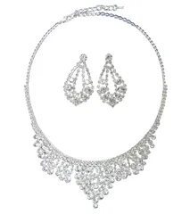 【人気商品】イヤリングセット ピアスセット 結婚式 ラインストーンネックレス パーティー お呼ばれ 謝恩会