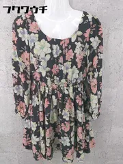 ◇ Noela ノエラ 花柄 長袖 膝丈 ワンピース サイズFREE ブラック マルチ レディース 【中古】 【1002800922086】
