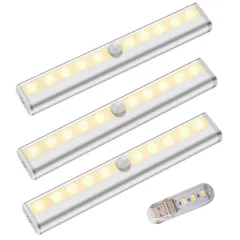 【在庫処分】自動点灯 明るい 消灯 省エネ マグネット貼り付け式 10LED 配線不要 補助灯 足元灯 屋内 室内 お手洗い 廊下 電池式 階段 クローゼット 玄関に最適 人感センサーライト 3個入り (電球色)