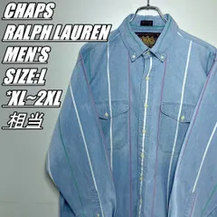 【US古着･90s】CHAPS RALPH LAUREN　チャップス　ラルフローレン　BDストライプシャツ　メンズ　サイズ表記L　XL~2XL相当　ライトブルー×マルチカラー