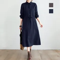 襟付きシャツワンピース レディース カジュアル ロング 10代 20代 30代 韓国ファッション 韓国 春 秋服 夏服 無地 長袖 シンプル