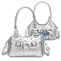 トート 鞄 肩掛け 可愛い 推し活バッグ 黒 Y2K ゴスロリ 地雷系 2WAY 銀色 バッグ レディース トートバッグ 推し活 ハンドバッグ ショルダーバッグ ミニ 痛バック 推し 小さめ 痛バ ショルダー 人気 痛バッグ 痛バに見えない [ハルジオ]