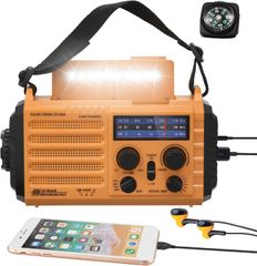 Mesqool 防災ラジオ ソーラー多機能ラジオ 手回し 懐中電灯 読書ランプ付 SW/AM/FMラジオ (FM76.00Mhz - 108MHz) SOSアラート付き小型ラジオ スマホに充電可能な防災ライト 屋外で使えるポータブルラジオ 手回し充電