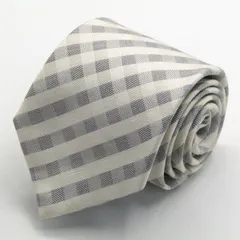 オリヒカ ブランド ネクタイ チェック柄 格子柄 麻 シルク PO メンズ ホワイト ORIHICA 【中古】