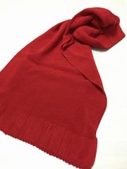 【中古】 帯揚げ 正絹 縮緬 赤無地 
