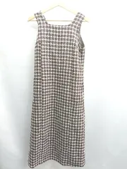 ◇ ⊇ natural couture ナチュラルクチュール ツイード ノースリーブ ジャンパースカート サイズF ブラウン レディース E  【1411210001715】のサムネイル
