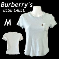 Burberry's BLUE LABEL バーバリーズ ブルーレーベル レディース M 半袖カットソー FAF12-519  バーバリー 三陽商会 ライトブルー系 /r36☆