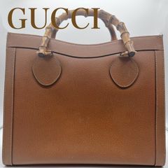 【GUCCI】グッチ　バンブー　レザー　ハンドバッグ　ブラウン