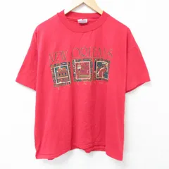 XL/古着 ヘインズ 半袖 ビンテージ Tシャツ メンズ 90s ニューオーリンズ 大きいサイズ クルーネック 赤 レッド 25jun11 中古