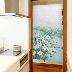 【SIMON BAKER】のれん 85x150cm「タマスダレ」【日本製】暖簾 家紋 目隠し 花のれん 植物 伊藤若冲【匿名配送ネコポス 全国送料無料】
