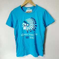 (^w^)b Abercrombie＆Fitch アバクロンビーアンドフィッチ MUSCLE クルーネック 半袖Tシャツ コットン 綿100% インディアンヘッド 刺繍 アメカジ デイリー タウンユース ライトブルー メンズ サイズL