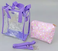 【中古】バッグ パープル ふしぎなおともだち ポーチ付き2WAYクリアバッグ 「すみっコぐらし」