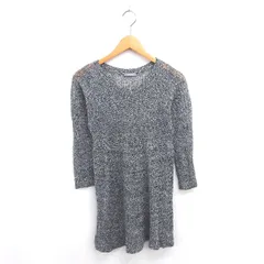 セオリーリュクス theory luxe チュニック サマーニット 透け編み プルオーバー リネン 長袖 38 黒 白 ブラック ホワイト /TT