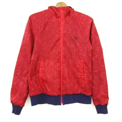 プーマ ジップアップパーカー リバーシブル スポーツウエア トップス レディース Lサイズ レッド PUMA 【中古】