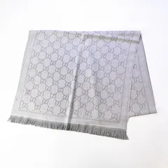 新品 グッチ ストール マフラー メンズ レディース 男女兼用 GG柄 グレー ウール100% 133483 3G200 1763