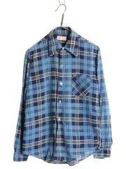 【お得なクーポン配布中!】 70s チェック 長袖 フランネル シャツ メンズ S / ヴィンテージ 長袖シャツ プリント ネルシャツ ポケット付き ノーアイロン コットン 薄手