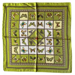 [G.Barsanti&Figli] バルサンティ スカーフ レディース シルク100% 小判 50x50 正方形 イタリア製 バタフライ オリーブ [オリーブ]