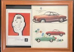 【懐かしい名車の絵ハガキ・フレーム入り】VW カルマンギア_250427